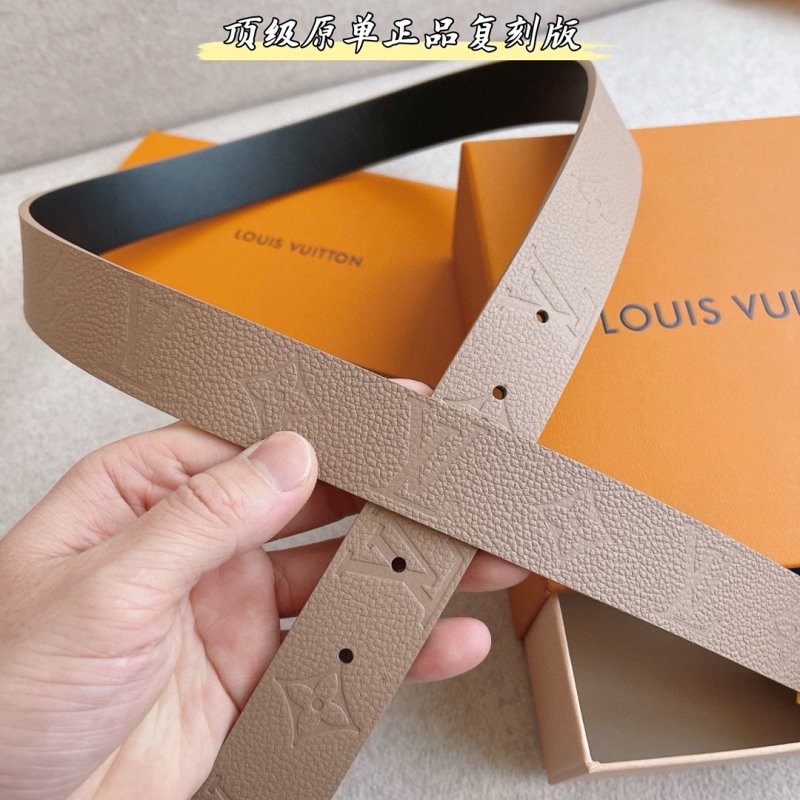 Louis Vuitton Iconic LV Buckle Reversible Leather Belt Beige view