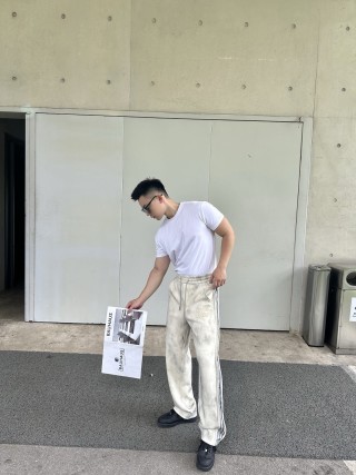 Essentials Cream Track Pants with Navy Stripe view 8