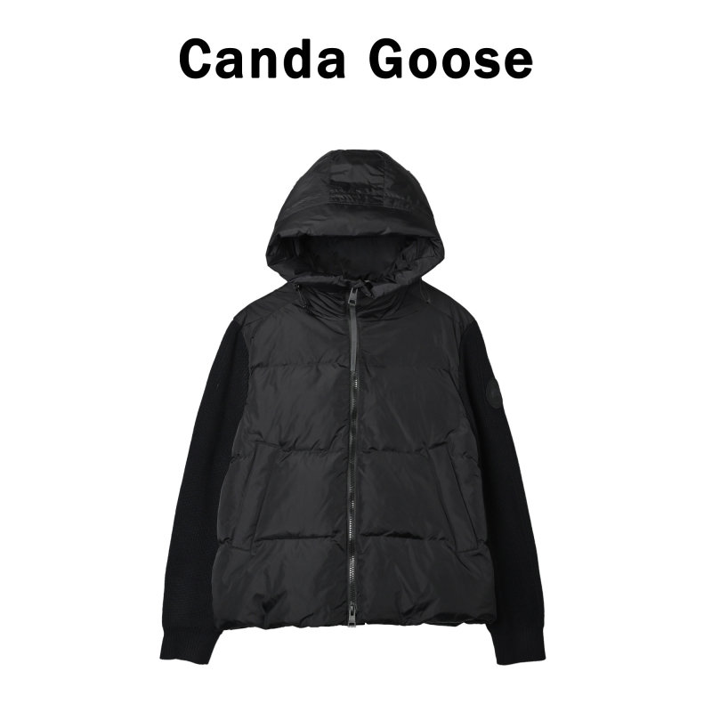Stone Island Black Down Jacket with Knit Sleeves view