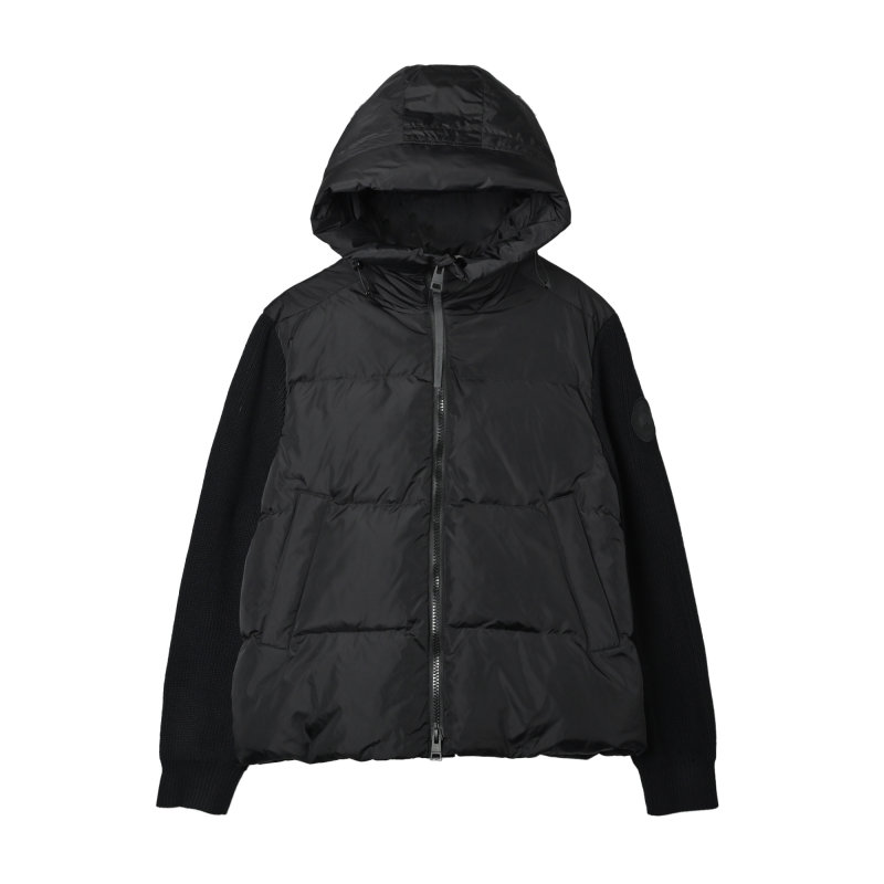 Stone Island Black Down Jacket with Knit Sleeves view