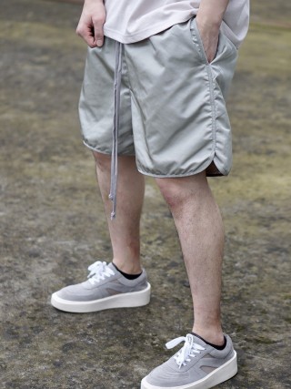 Grey Nylon Drawstring Shorts