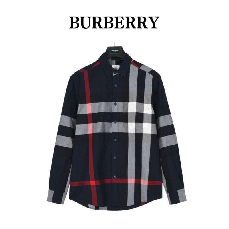 Burberry Check Oversized Shirt Navy Red White