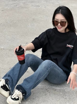 Balenciaga Black Logo Short Sleeve T-Shirt view 5