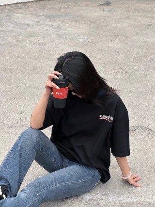 Balenciaga Black Logo Short Sleeve T-Shirt view 6