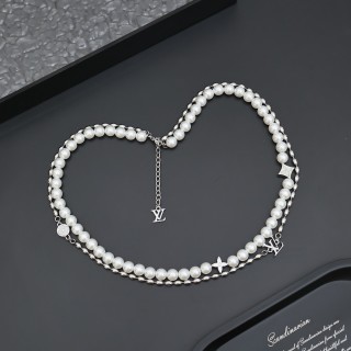Louis Vuitton Pearls Fusion Layered Necklace Silver