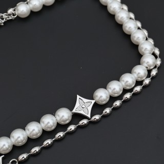 Louis Vuitton Pearls Fusion Layered Necklace Silver view 4