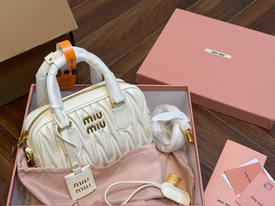 Miu Miu Arcadie Matelassé White Quilted Crossbody Bag