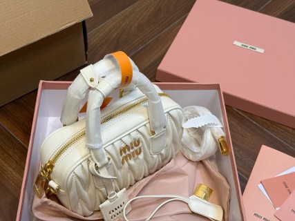 Miu Miu Arcadie Matelassé White Quilted Crossbody Bag view 2