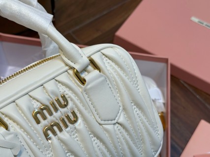 Miu Miu Arcadie Matelassé White Quilted Crossbody Bag view 3