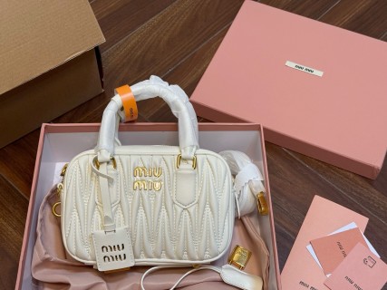 Miu Miu Arcadie Matelassé White Quilted Crossbody Bag view 5