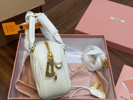 Miu Miu Arcadie Matelassé White Quilted Crossbody Bag view 6