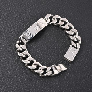 Louis Vuitton Monogram Engraved Silver-Tone Chain Bracelet