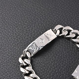 Louis Vuitton Monogram Engraved Silver-Tone Chain Bracelet view 2