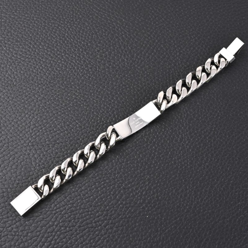 Louis Vuitton Monogram Engraved Silver-Tone Chain Bracelet view