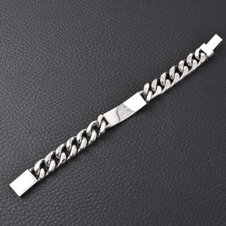 Louis Vuitton Monogram Engraved Silver-Tone Chain Bracelet view 3