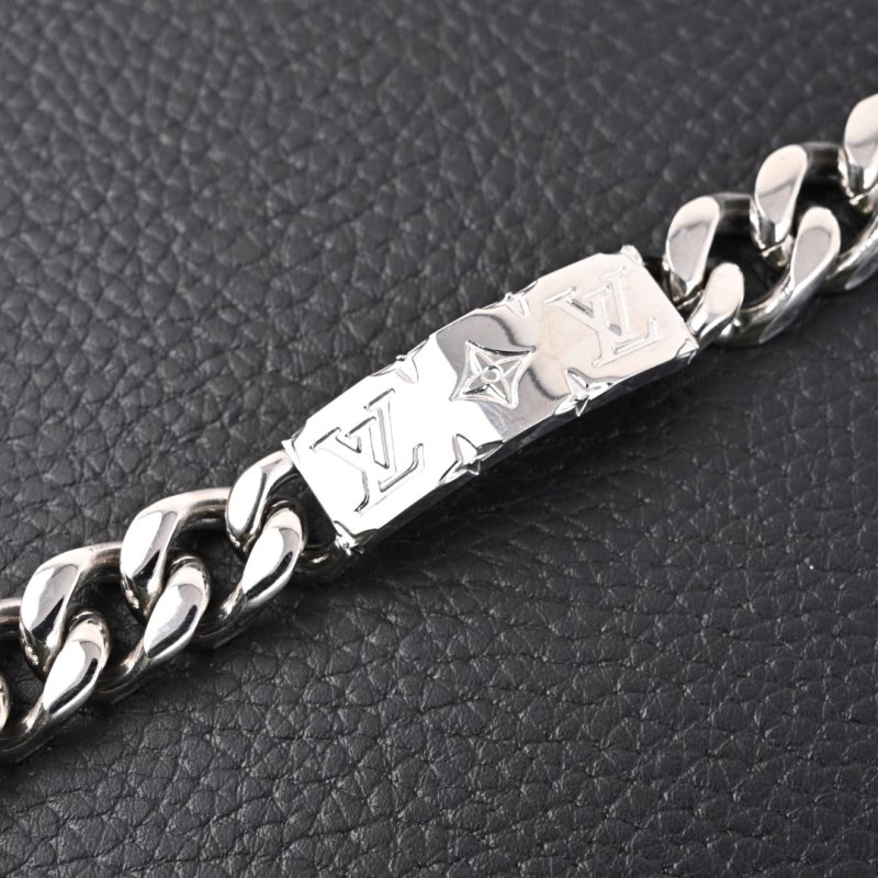 Louis Vuitton Monogram Engraved Silver-Tone Chain Bracelet view