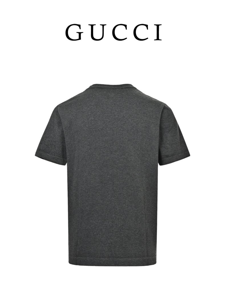 Gucci Black Crew Neck T-Shirt with Collar Logo view