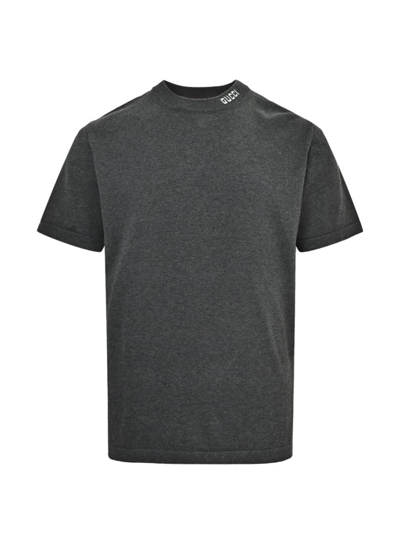 Gucci Black Crew Neck T-Shirt with Collar Logo view