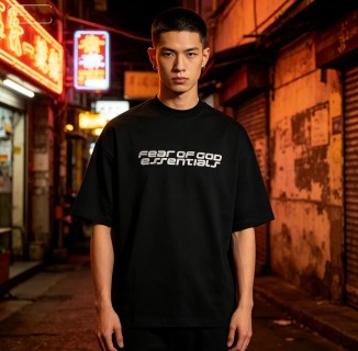 Essentials Fear of God Black Logo T-Shirt view 3