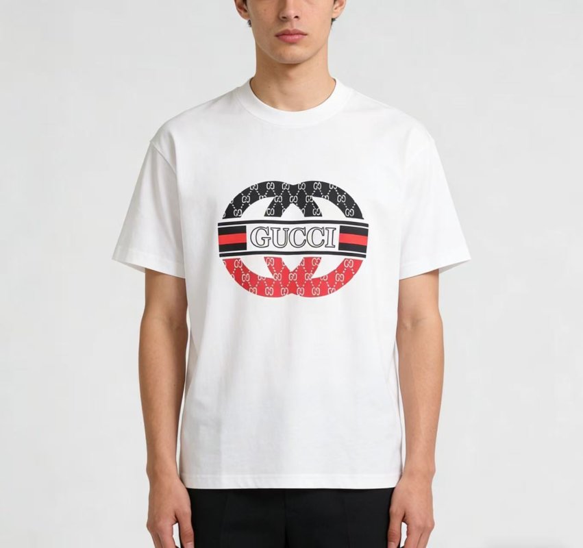 Gucci Logo Print White T-Shirt view