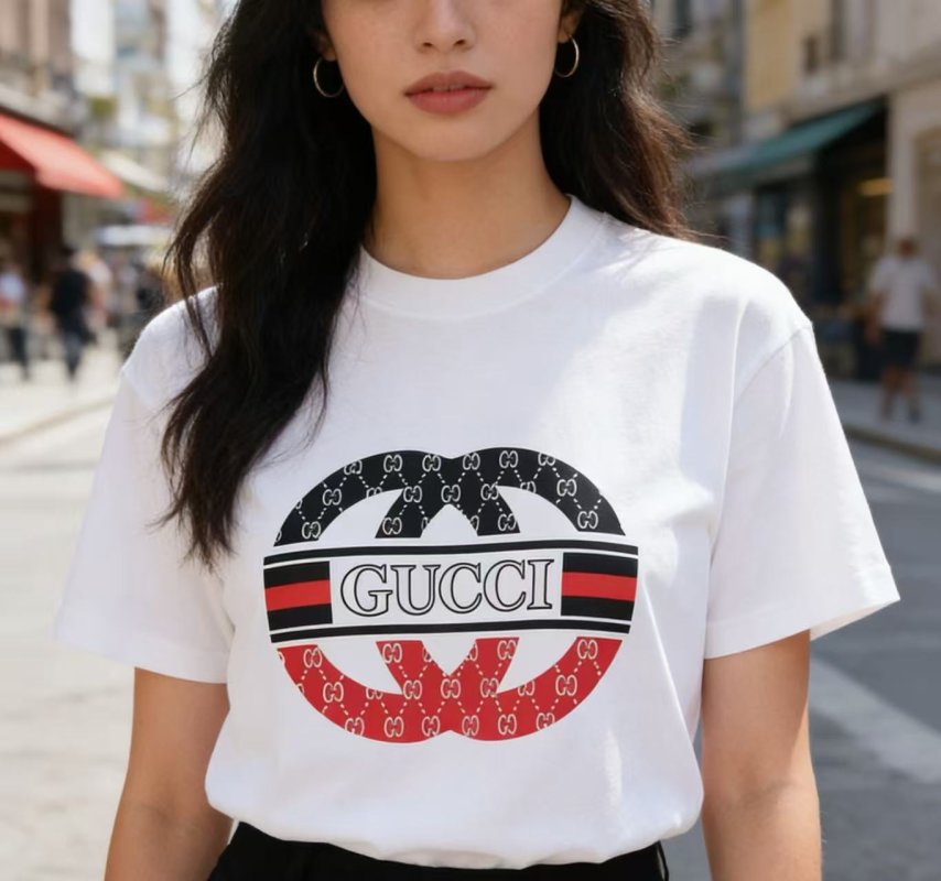 Gucci Logo Print White T-Shirt view