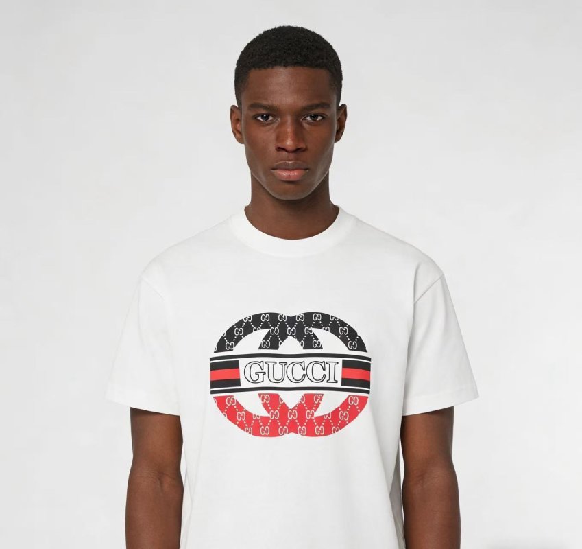 Gucci Logo Print White T-Shirt view