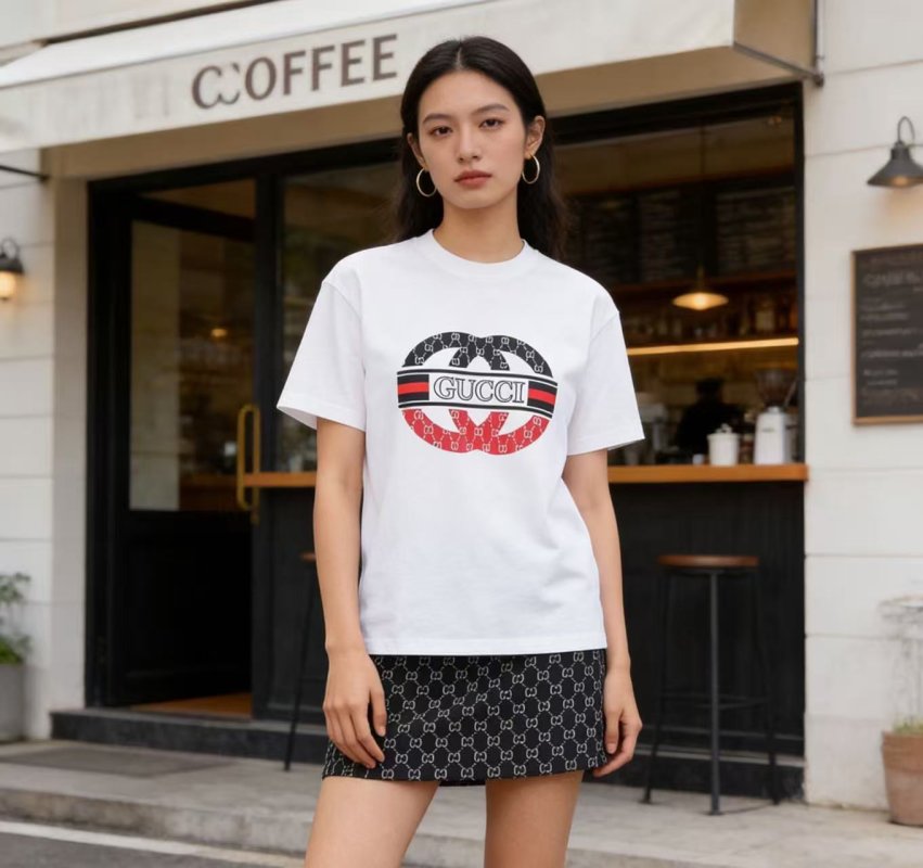 Gucci Logo Print White T-Shirt view