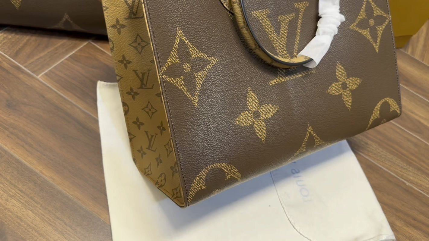 Louis Vuitton Monogram Canvas Tote Bag Brown Gold