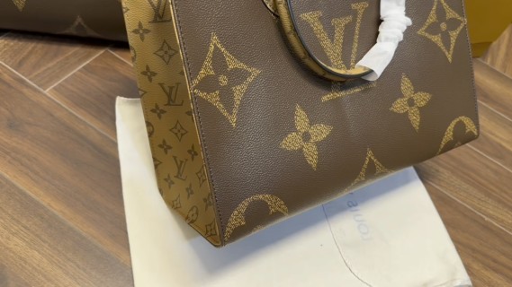 Louis Vuitton Monogram Canvas Tote Bag Brown Gold