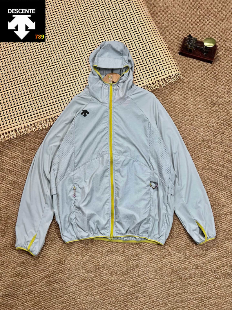 Descente U+ Navy Windbreaker Jacket with Burgundy Trim view