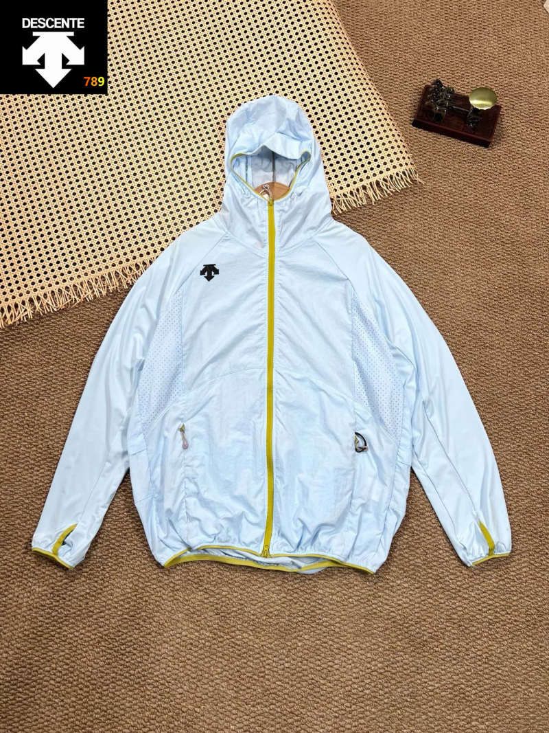 Descente U+ Navy Windbreaker Jacket with Burgundy Trim view