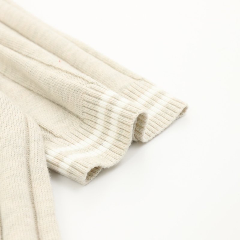 Cream Ribbed Knit Short Sleeve T-Shirt view