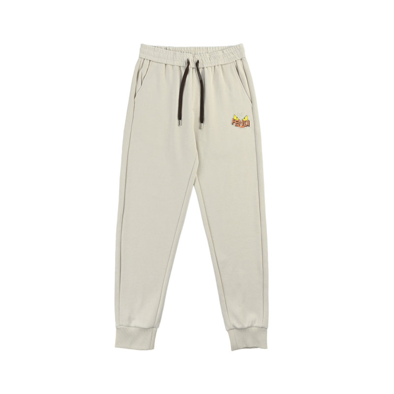 Fendi Cream Joggers with Logo Print view