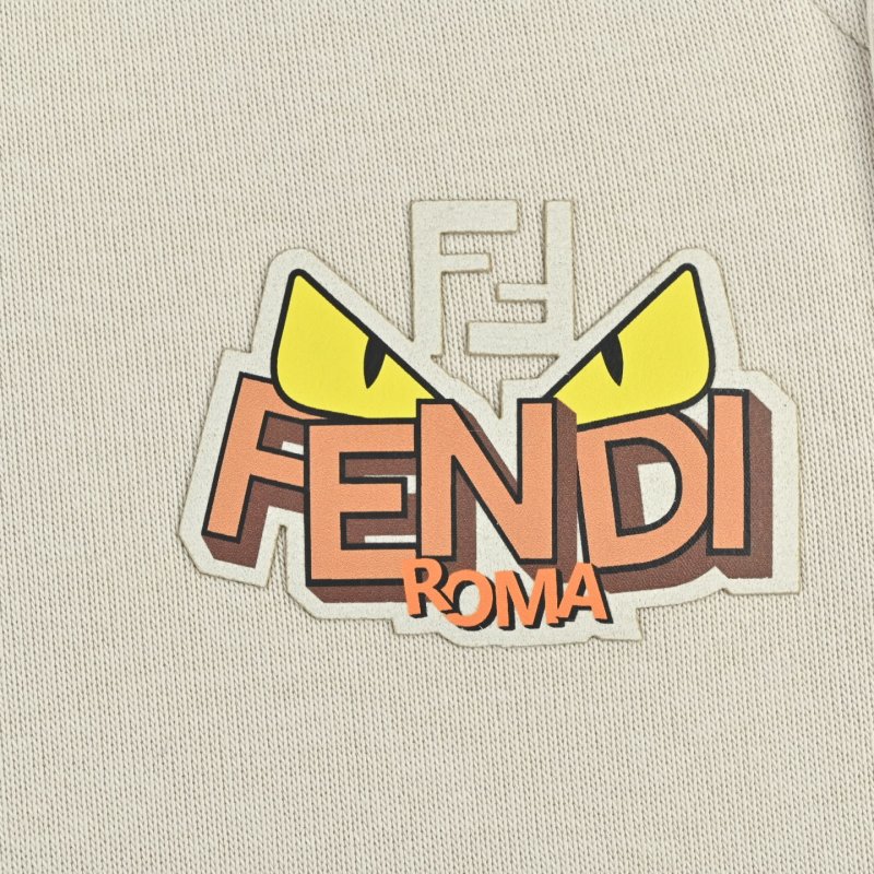 Fendi Cream Joggers with Logo Print view