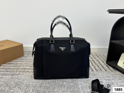 Prada Nylon Black Top Handle Briefcase Bag