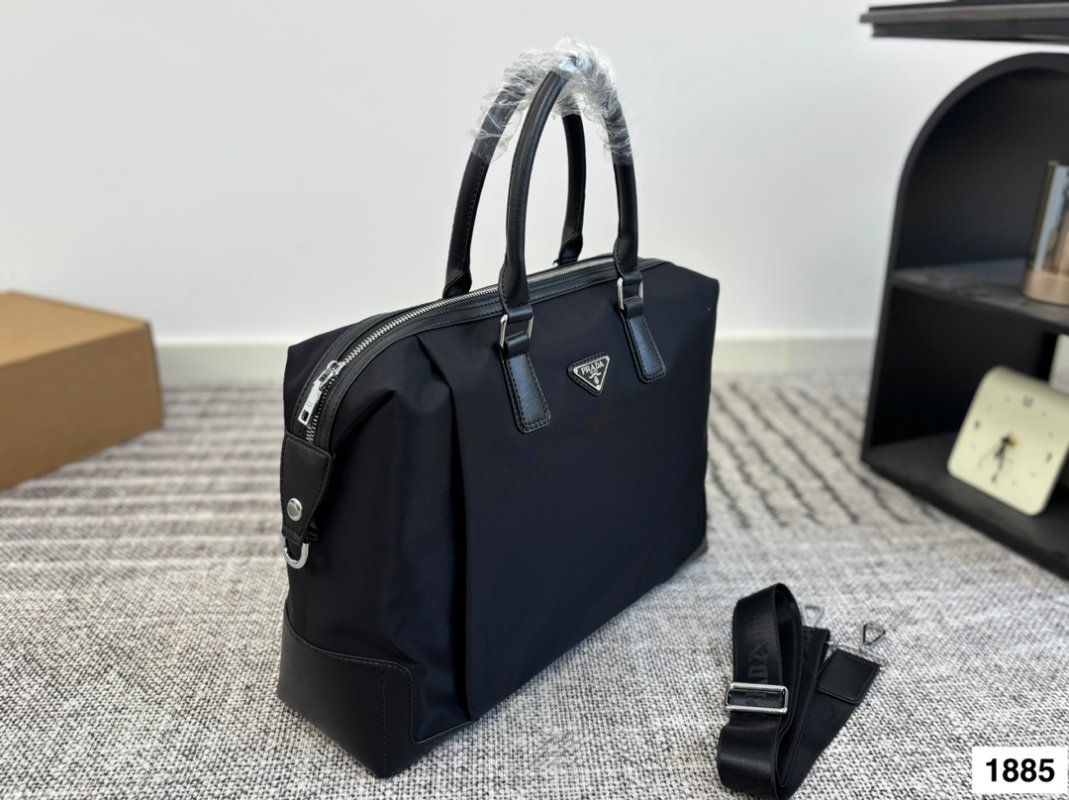 Prada Nylon Black Top Handle Briefcase Bag view