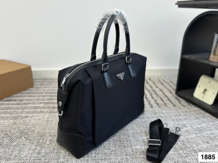 Prada Nylon Black Top Handle Briefcase Bag view 2