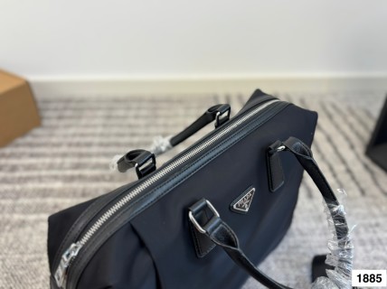 Prada Nylon Black Top Handle Briefcase Bag view 3