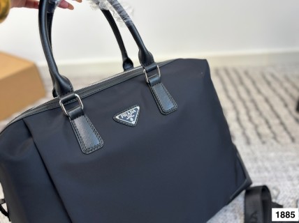 Prada Nylon Black Top Handle Briefcase Bag view 6