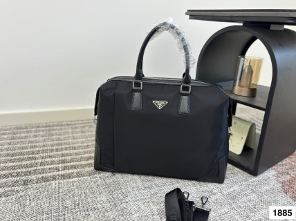 Prada Nylon Black Top Handle Briefcase Bag view 8