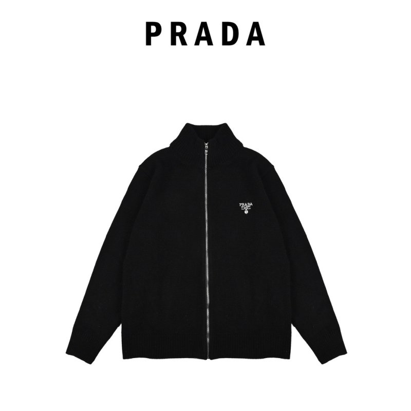 Prada Black Knit Zip Cardigan view