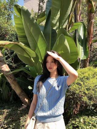 Light Blue Ribbed Short Sleeve T-Shirt view 3