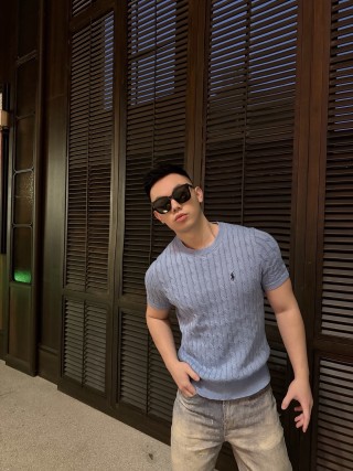 Light Blue Ribbed Short Sleeve T-Shirt view 9