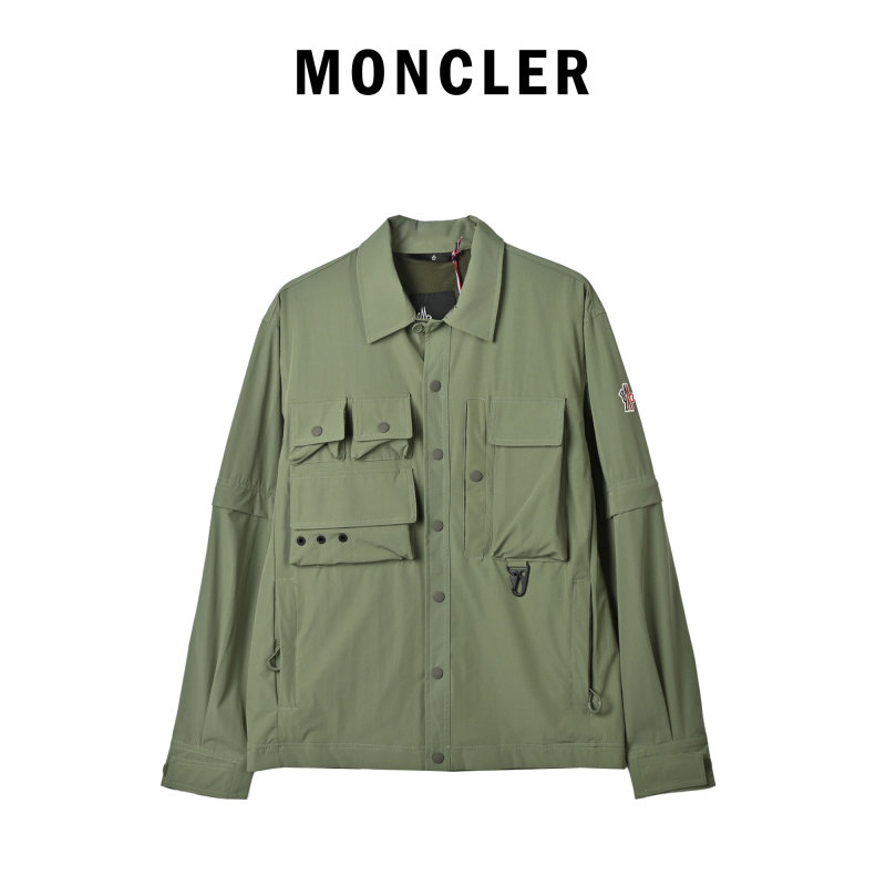 Sage Green Utility Shirt Jacket with Multi-Pocket Design view