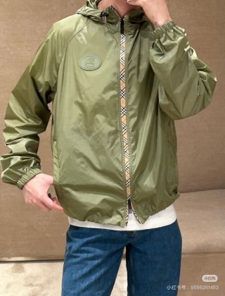Burberry Sage Green Hooded Windbreaker Jacket