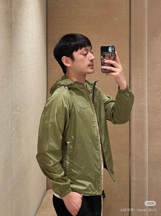 Burberry Sage Green Hooded Windbreaker Jacket view 6