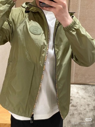Burberry Sage Green Hooded Windbreaker Jacket view 7