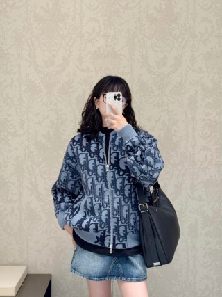 Dior Monogram Jacquard Zip Jacket Blue