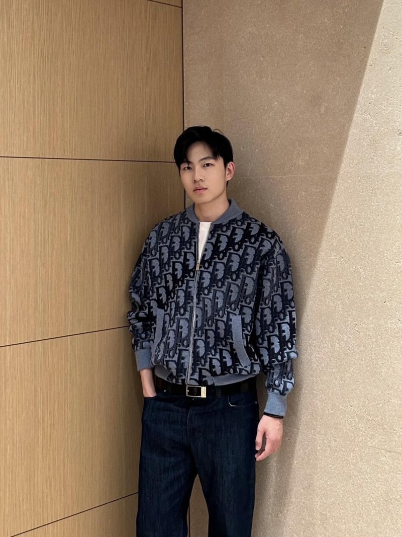 Dior Monogram Jacquard Zip Jacket Blue view