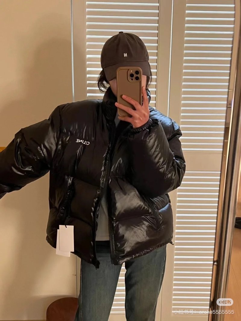 Black Puffer Down Jacket with Logo